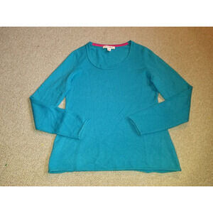 Womens Sweater-C. CASHMERE-blue 2-Ply 100% cashmere pullover scoop neck ls-M